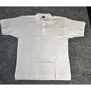 Vintage‎ HX Polo Shirt Mens 2XL White Short Sleeve Collared Casual Style HX1001